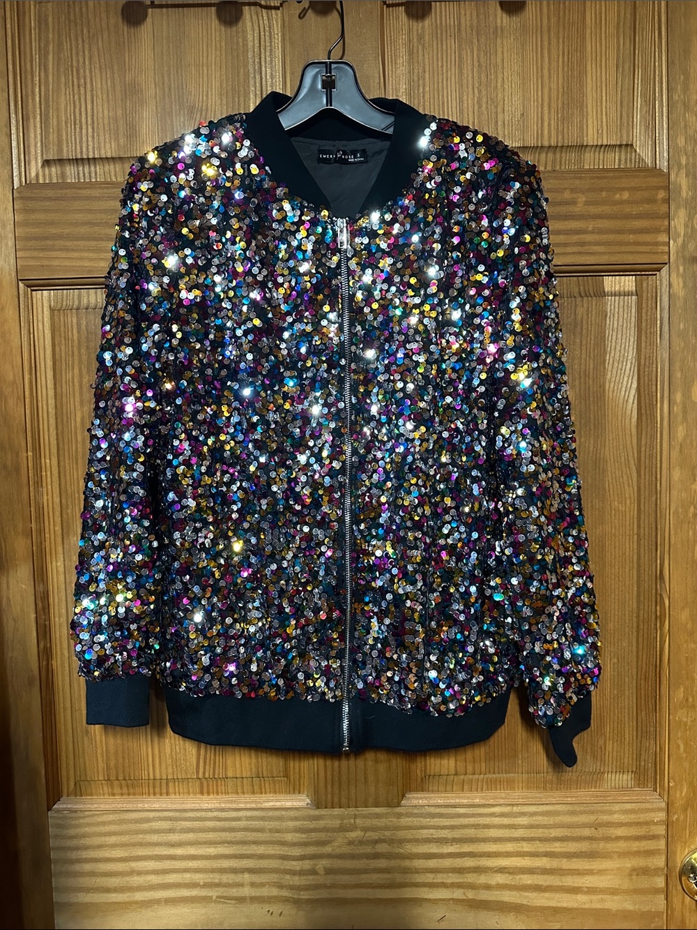 Sequin Bomber Jacket - Multicolor Emery Rose Size Small